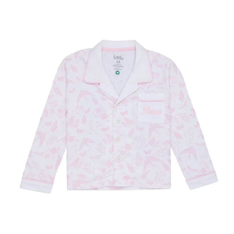 ليتل اي ايه طقم بيجامة أطفال زقزقة العصافير - وردي