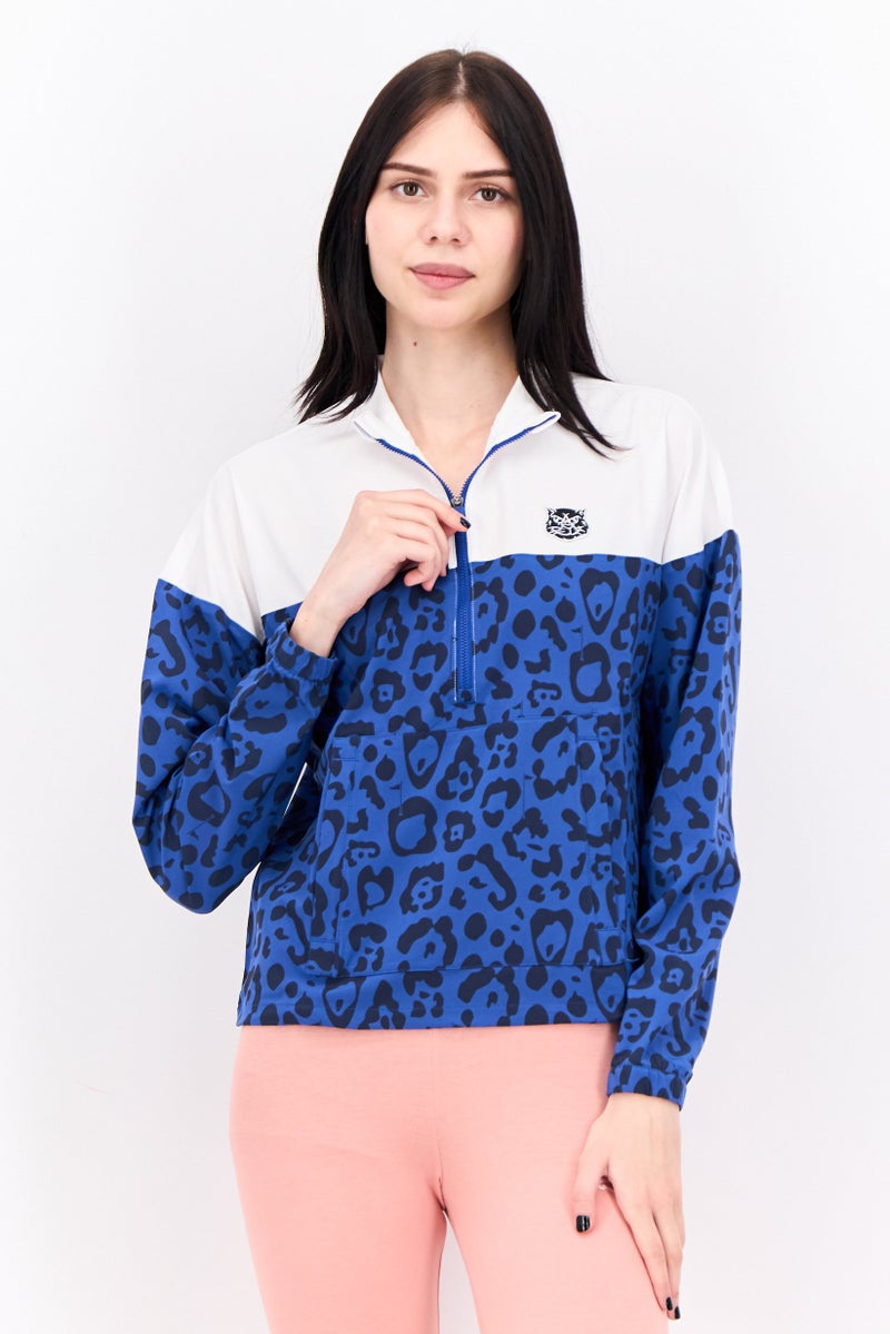 PUMA Women Sportswear Fit Long Sleeve Walking Jacket, White/Blue  - Image 1