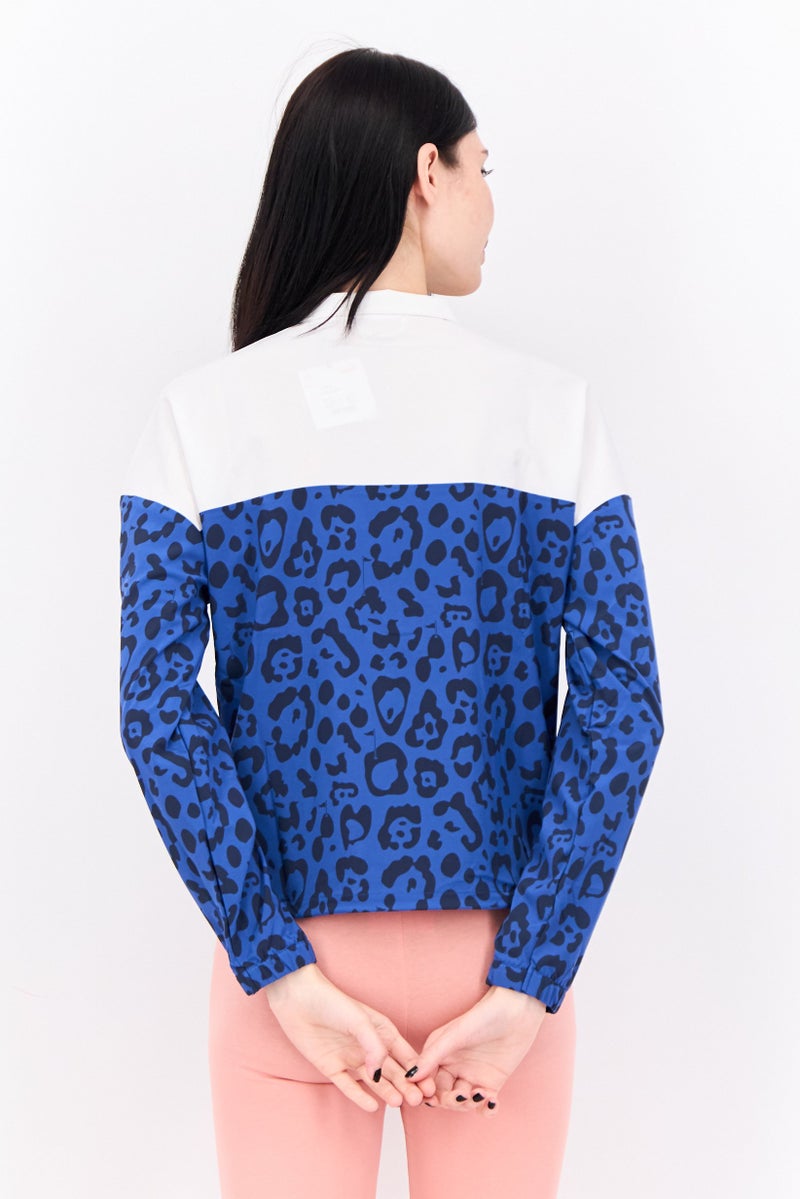 PUMA Women Sportswear Fit Long Sleeve Walking Jacket, White/Blue  - Image 3