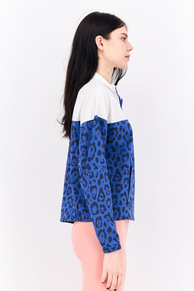 PUMA Women Sportswear Fit Long Sleeve Walking Jacket, White/Blue  - Image 2