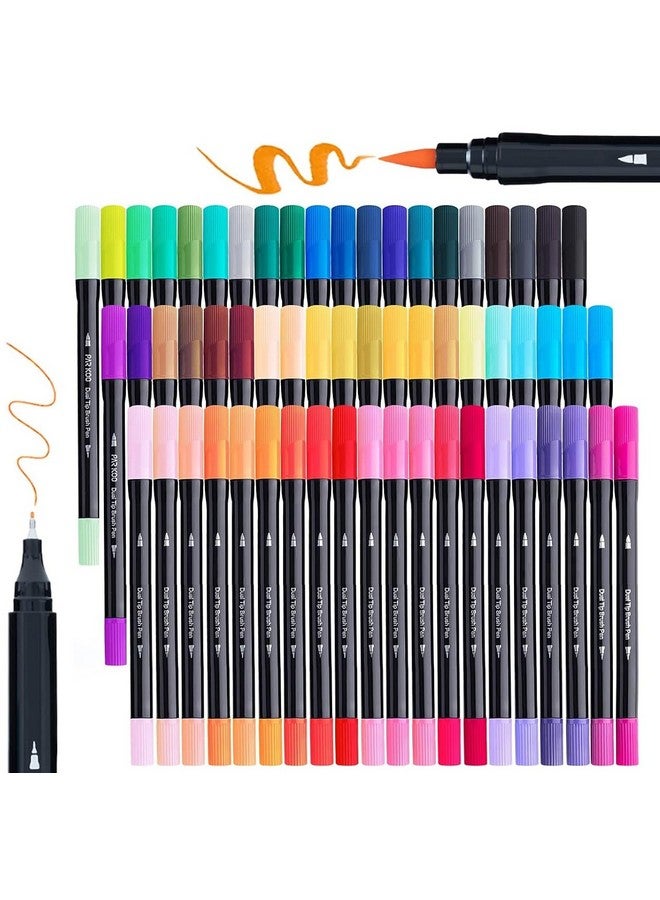 SUPER TOY 60 Shades Dual Tip Brush Art Marker Color Pens Set for Fineline Coloring Calligraphy Double Sided Art Markers for Kids Adult Artist, Journal, Doodling, Writing, Coloring Book - Image 1