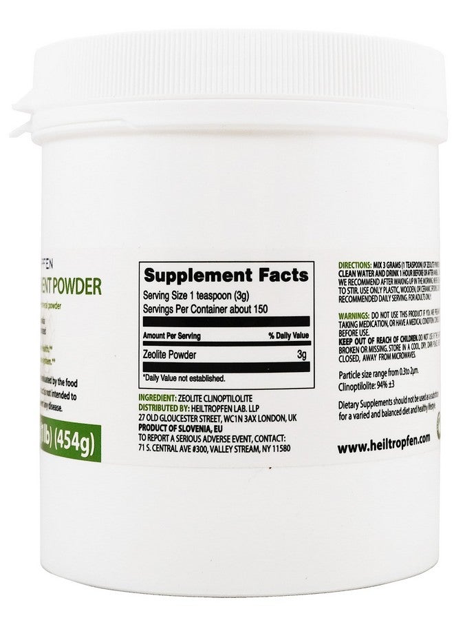 Heiltropfen Heiltropfen Zeolite Powder | Dietary Supplement 1 lb - 454 g | Detox | Clinoptilolite 94%+-3 | 3X Activated | Natural Mineral Dust | Ultra FINE Less-Than 2 µm  - Image 1
