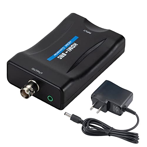 AoeSpy HDMI to BNC Converter Adapter - HD Digital Video in Female BNC Coax Connector Composite Box w/ 3.5mm Audio Out for PS3 PS5 DVD DVR Security Camera CVR CCTV Image Coaxial Analog CVBS Signal Monitor TV - Image 1