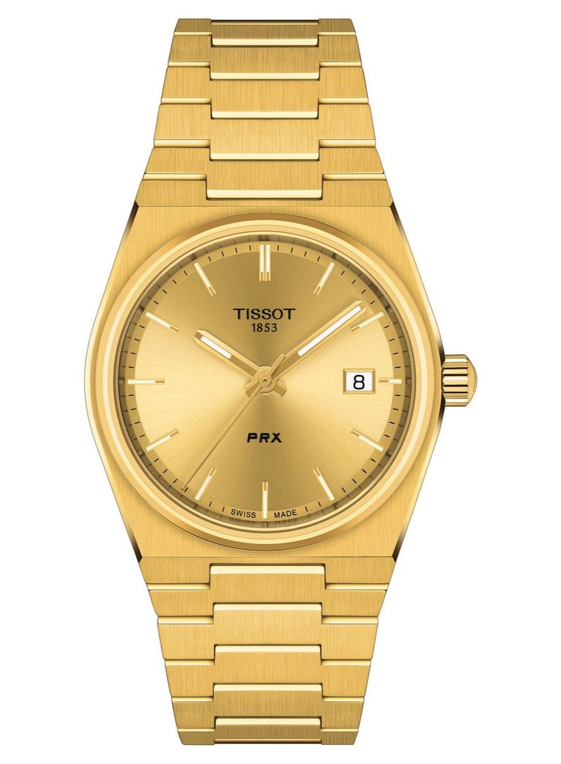 TISSOT ساعة كواتز سويسرية مصنوعة من الفولاذ المقاوم للصدأ بطلاء ذهبى بقطر 35 مم T137.210.33.021.00 للرجال والنساء - Image 1