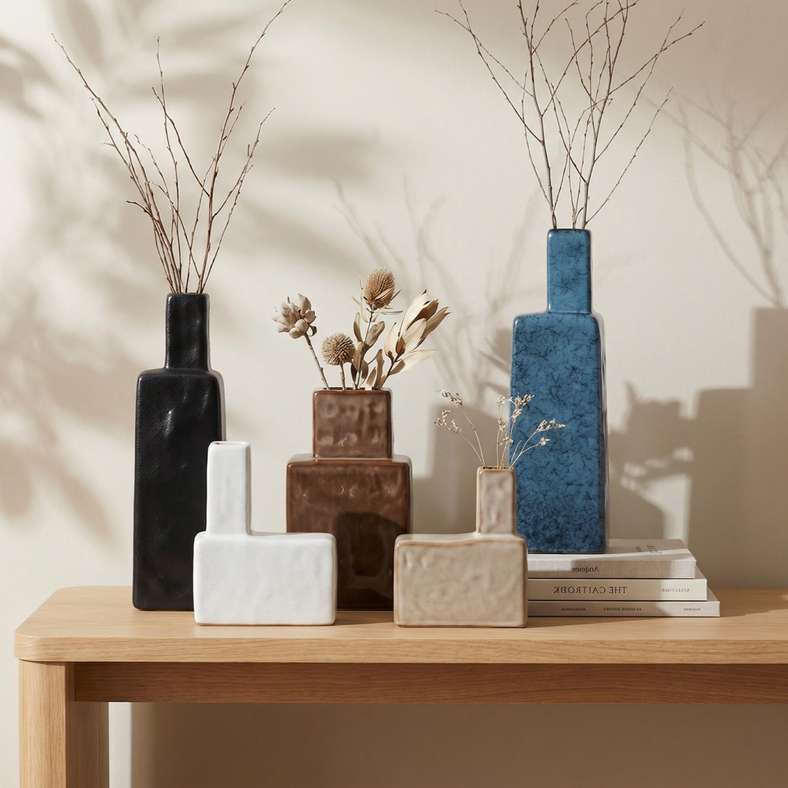 Pan Home Tetris Ceramic Block Vase 11.5x6x15.3cm - Beige - 112AIC9904865 - Image 3