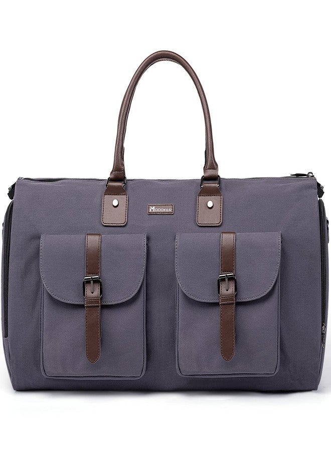 Modoker Garment Convertible Weekender Bag,Carry on Canvas Garment Duffle Bag Heavy Duty Overnight Bags for Men Women, Grey - Image 1