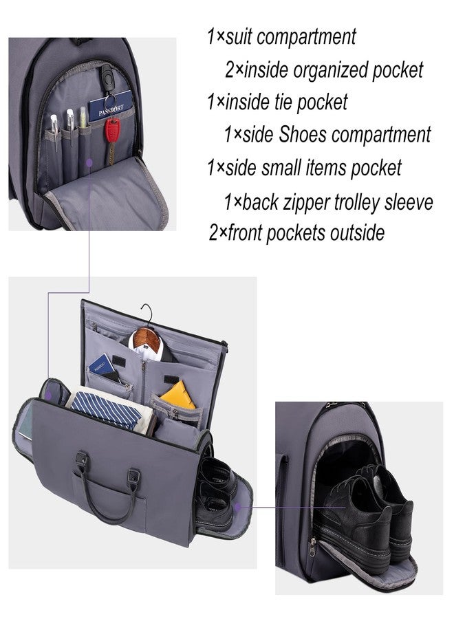 Modoker Garment Convertible Weekender Bag,Carry on Canvas Garment Duffle Bag Heavy Duty Overnight Bags for Men Women, Grey - Image 3