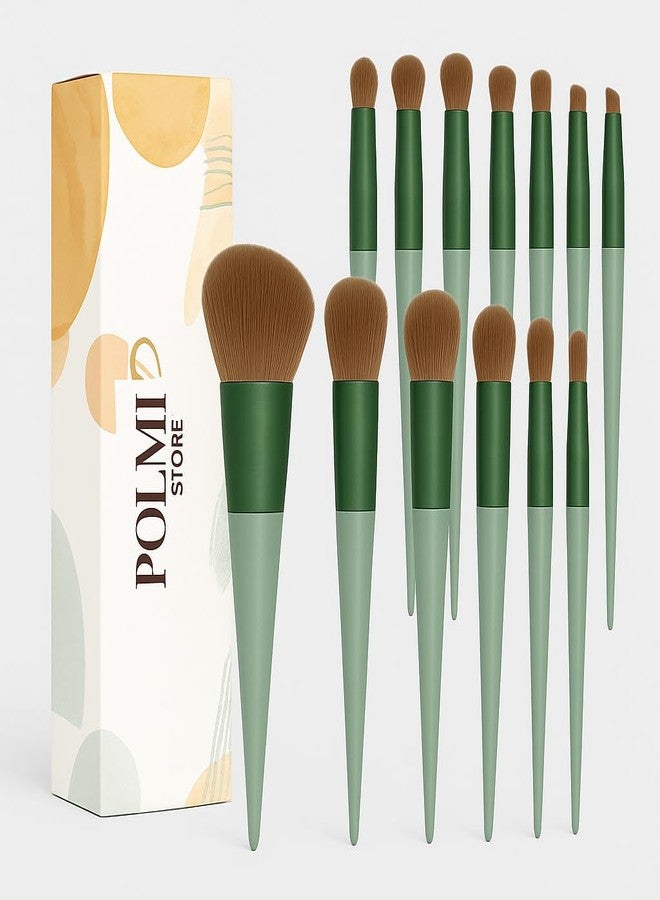 POLMI 13-Piece Professional Makeup Brush Set with Soft Synthetic Bristles for Foundation, Blush, Eyeshadow, Contour & Highlight - Travel-Friendly Cosmetic Brushes Kit with Pouch - Ideal for Beginners & Pros - Image 1