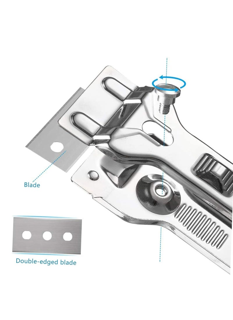 Oasisgalore 2 pcs Stainless Steel Sticker Remover Tools, Razor Blade Scraper Set for Glass, Windows, Tiles, Glue Removal, Silver  - Image 3