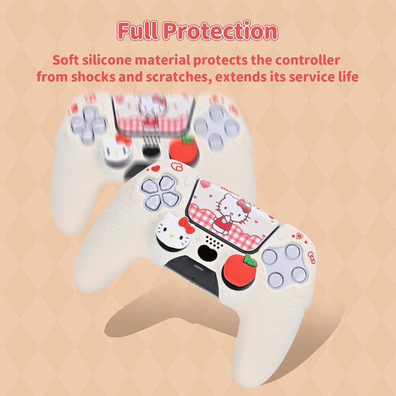 Kuitmor PS5 Controller Skin,Soft Silicone Protective Cover Case Anti-Slip Protective Shell for PS5 Controller with 2 Thumb Grip Caps and 1 Sticker (White) - Image 5