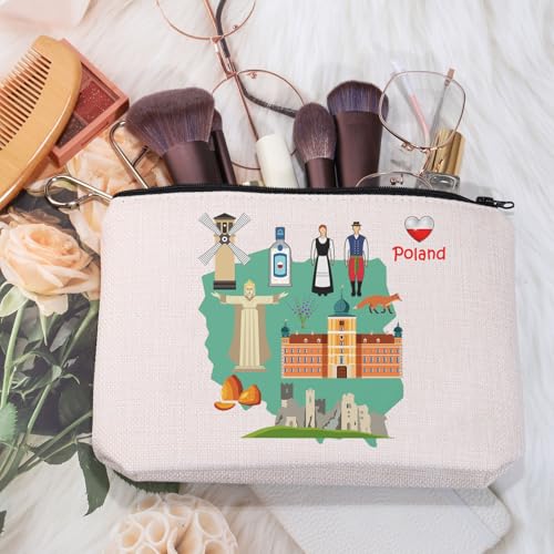 MEIKIUP Poland Travel Vacation Gift Poland Travel Makeup Bag Europe Trip Gift Poland Bachelorette Party Gift (Poland bag) - Image 2