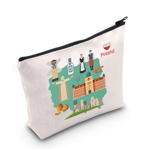 MEIKIUP Poland Travel Vacation Gift Poland Travel Makeup Bag Europe Trip Gift Poland Bachelorette Party Gift (Poland bag) - Image 1