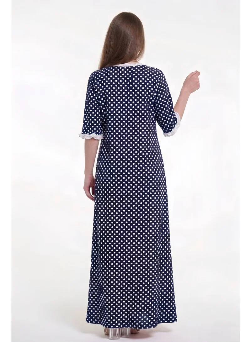 Al Bent Al Sharqieh navy blue Women’s Cotton Polka Dot Dress Pijama for Women | Best Price UAE