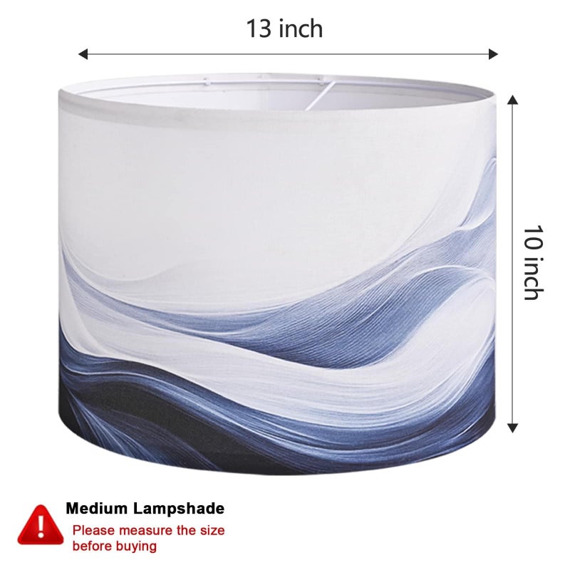 Haultop Lamp Shades set of 2 with Waves and Oceans, 13x13x10in Fabric Lamp Shades for Table Lamps, Blue lamp shades, Support Spider and E26 Base, Drum Lamp Shades - Image 5