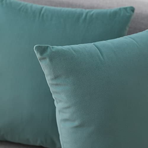 Rythome Set of 2 Velvet Throw Pillow Covers for Couch and Bed - 18"x18", Aqua - Image 5
