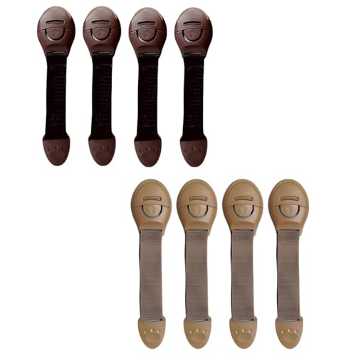 KidDough Furniture Safety Locks for Kids - Pack of 4 Beige + 4 Brown Locks, Child Safety Locks for Drawers, Cabinets, Fridge, Cupboard Lock, Strong and Adhesive Safety Locks - Image 1