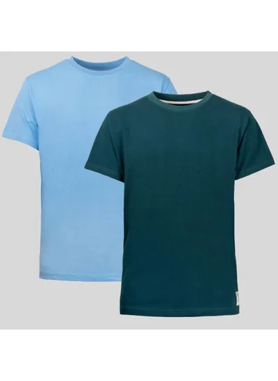 Four Man 2 Pieces Men's 100% Cotton Standard Pattern Non-Wrinkle Plain Color Basic T-Shirt