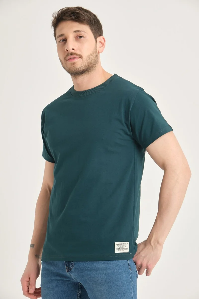 Four Man 2 Pieces Men's 100% Cotton Standard Pattern Non-Wrinkle Plain Color Basic T-Shirt