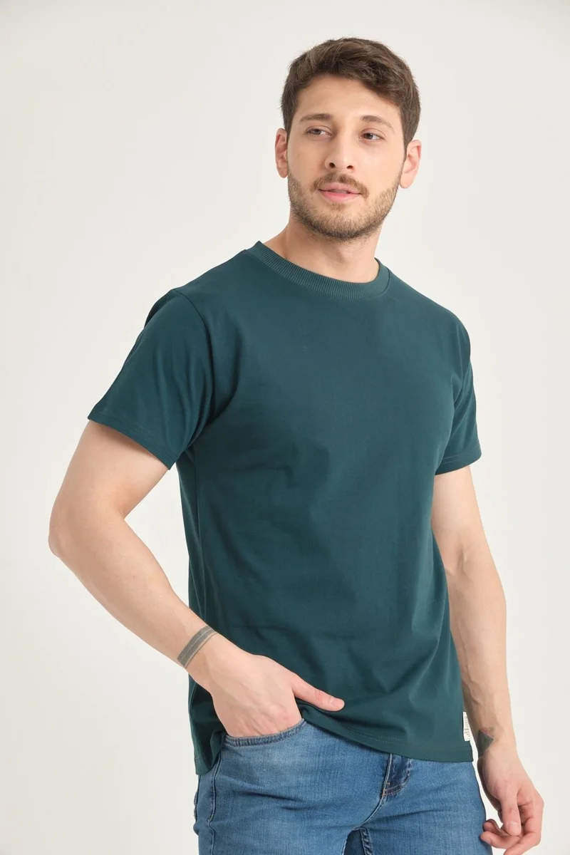 Four Man 2 Pieces Men's 100% Cotton Standard Pattern Non-Wrinkle Plain Color Basic T-Shirt