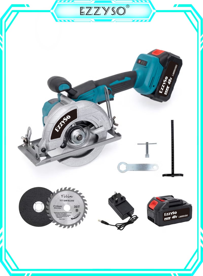 EzzySo 48V Brushless Circular Saw Cordless Electric Woodworking Saw Adjustable Angle Wood Cuttiing Machine  - Image 1