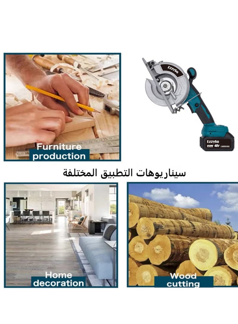 EzzySo 48V Brushless Circular Saw Cordless Electric Woodworking Saw Adjustable Angle Wood Cuttiing Machine  - Image 3