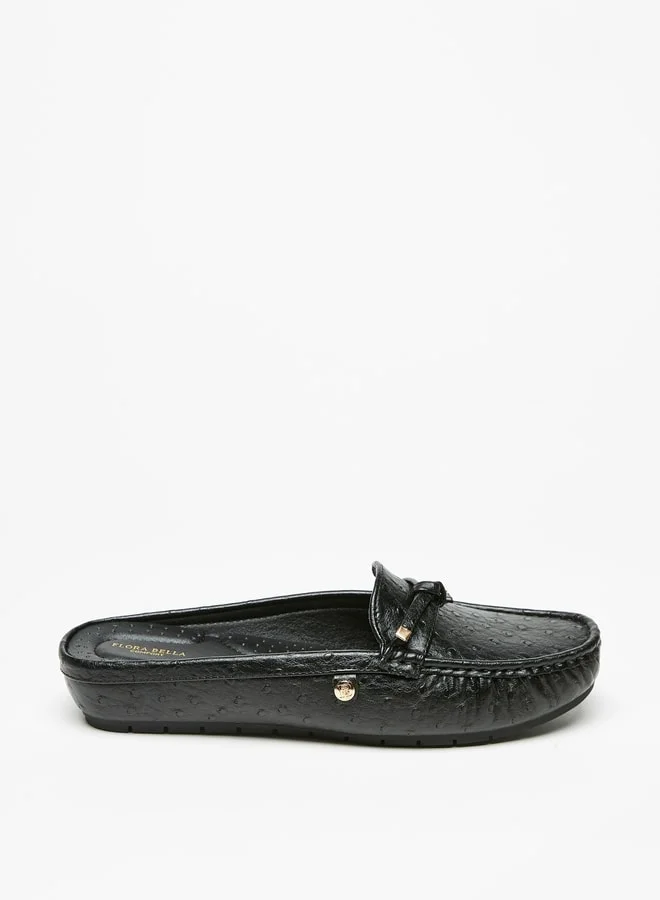 Flora Bella By Shoexpress Women's Textured Slip-On Mules With Knot Accent