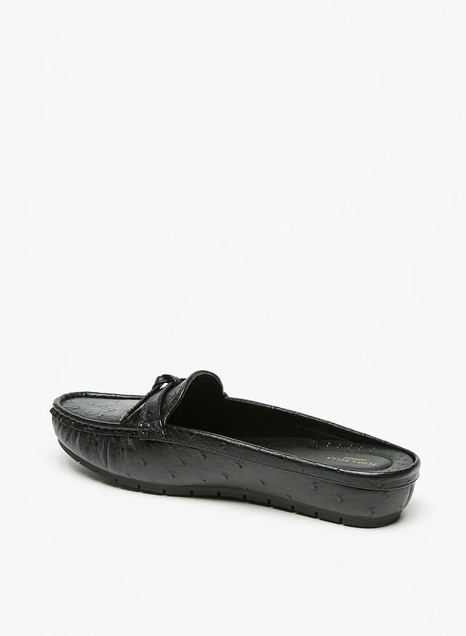 Flora Bella By Shoexpress Women's Textured Slip-On Mules With Knot Accent