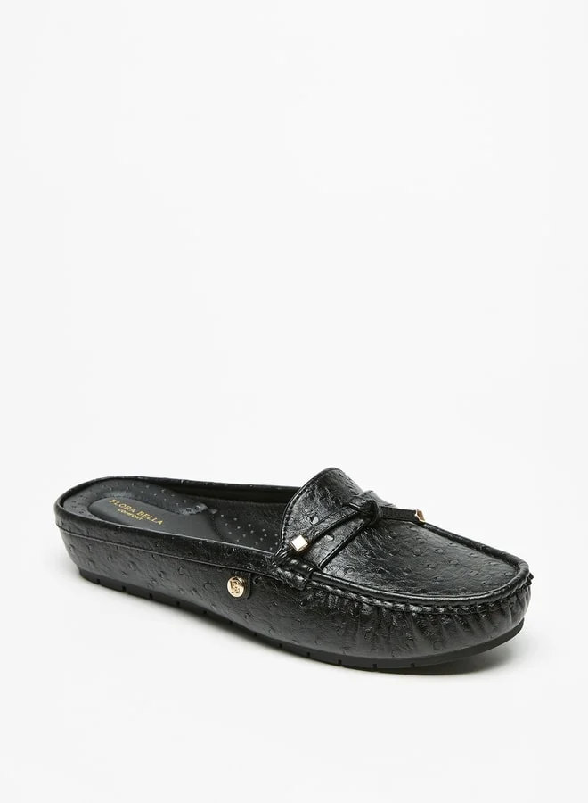 Flora Bella By Shoexpress Women's Textured Slip-On Mules With Knot Accent