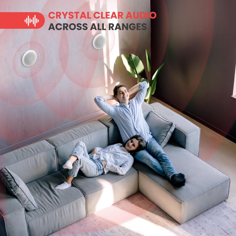 Pyle 6.5'' Home In-Wall / In-Ceiling Speakers, 250W Peak Power, Dual Hi-Fi Stereo Sound, Pivoting Silk Dome Tweeter, Poly Cone Mid-Bass, Adjustable Treble, Stain Resistant Grill, Custom Installations - Image 3