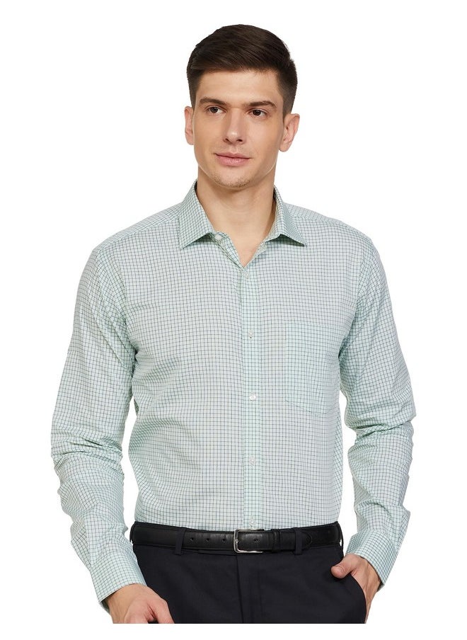 Park Avenue Park Avenue Men's Checks Slim Fit Shirt (PMSX17107-N3_Medium Green  - Image 1
