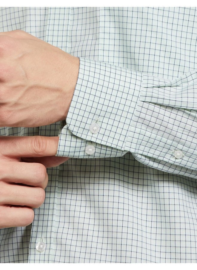 Park Avenue Park Avenue Men's Checks Slim Fit Shirt (PMSX17107-N3_Medium Green  - Image 3