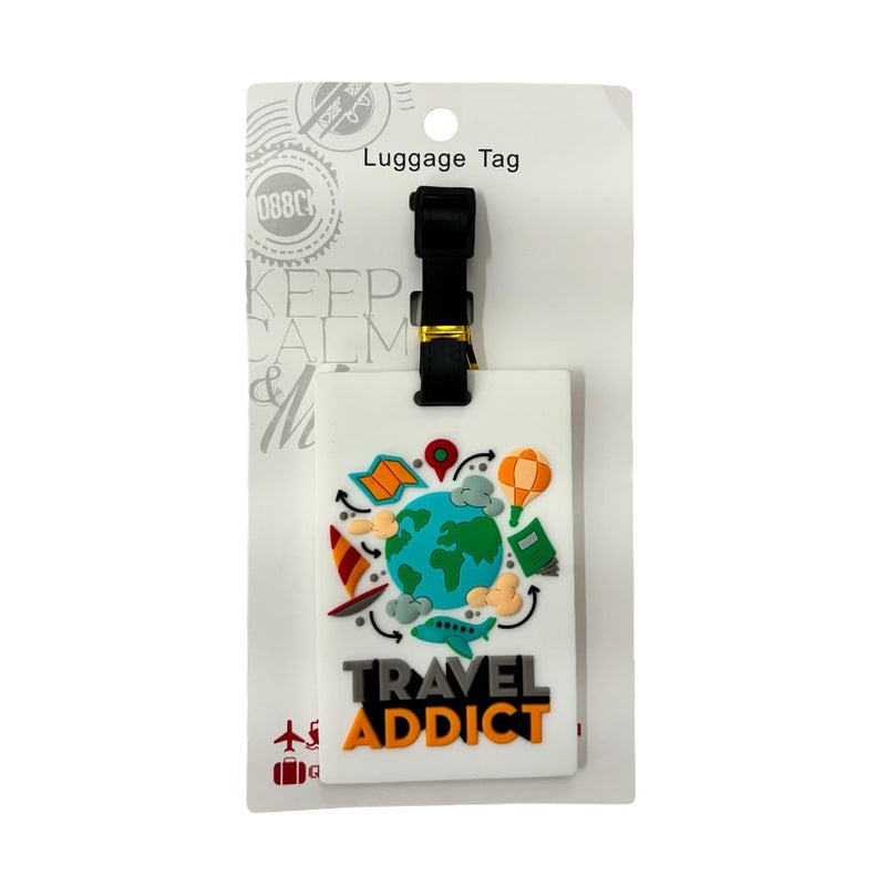 Eitheo Luggage Tags for Kids Luggage Tags with Name & Address Label | Silicone Luggage Tags for Suitcases, Tags for Travel Bags/School Bags Identification tag Colorful Multi (Travel Addict) - Image 4