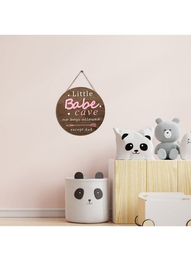 Yookeer Little Babe Cave Door Sign Wood Baby Girl Nursery Decor Little Girl Nursery Room Wall Art for Bedroom Living Room Hanging Rustic Woodland Decor - Image 4