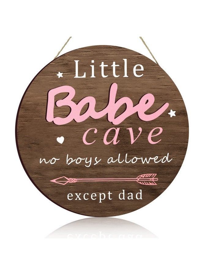 Yookeer Little Babe Cave Door Sign Wood Baby Girl Nursery Decor Little Girl Nursery Room Wall Art for Bedroom Living Room Hanging Rustic Woodland Decor - Image 1