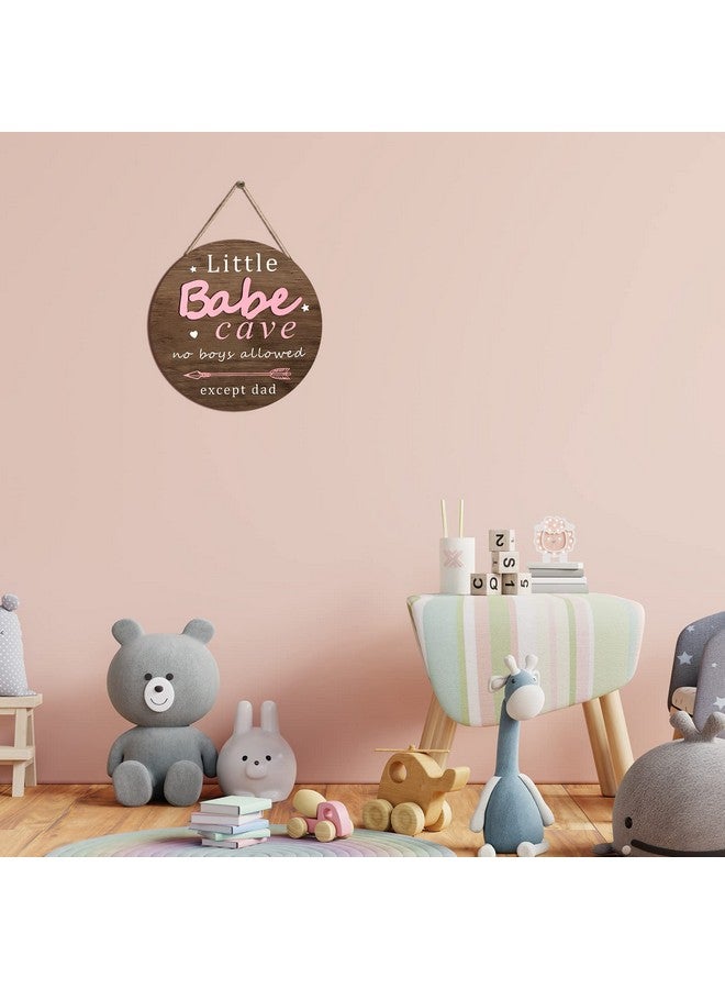 Yookeer Little Babe Cave Door Sign Wood Baby Girl Nursery Decor Little Girl Nursery Room Wall Art for Bedroom Living Room Hanging Rustic Woodland Decor - Image 3