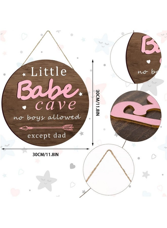 Yookeer Little Babe Cave Door Sign Wood Baby Girl Nursery Decor Little Girl Nursery Room Wall Art for Bedroom Living Room Hanging Rustic Woodland Decor - Image 2