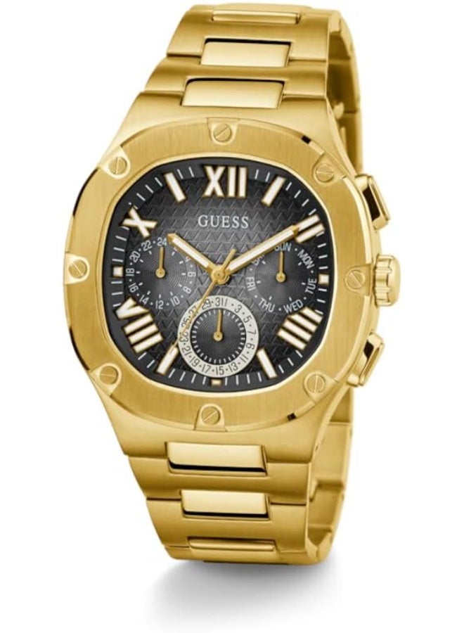 GUESS Men's 42mm Watch - Gold Tone with Black Dial - Image 2