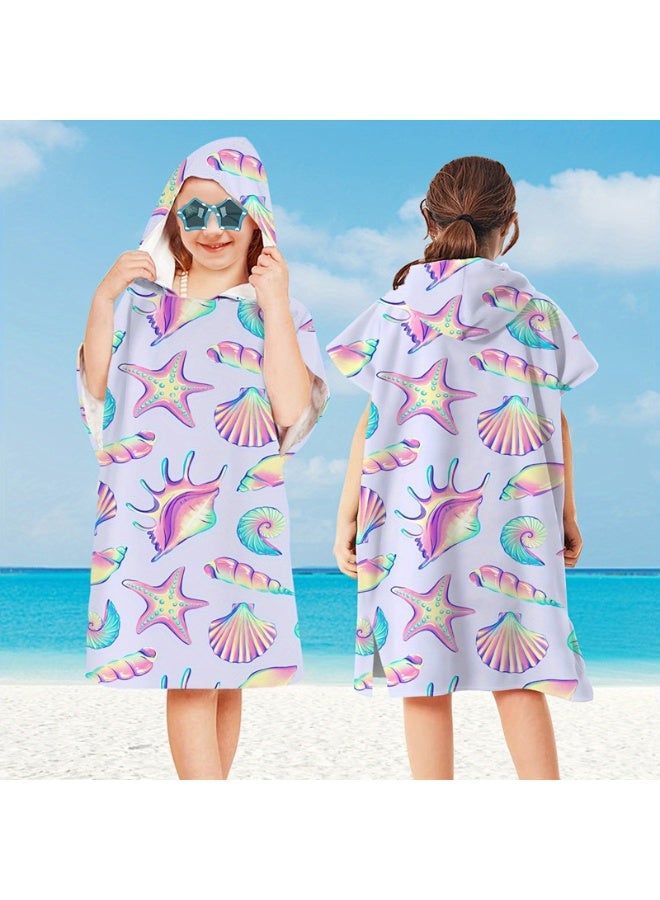 Kids Hooded Towel Cape - Microfiber Swim  Beach Bathrobe, Super Absorbent  Quick-Dry Towel for Children (60x75cm) - Image 1