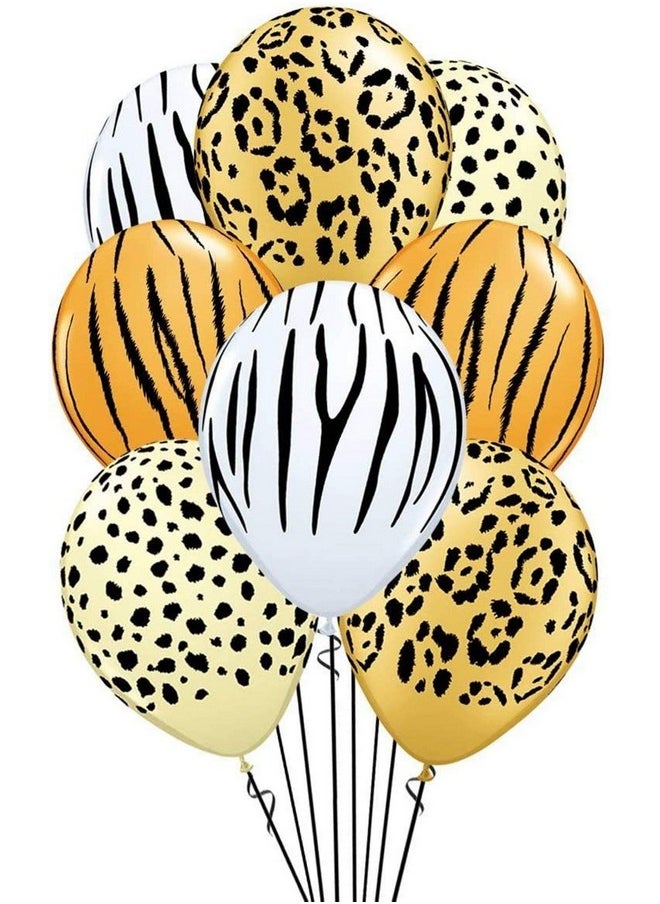 Funcart Funcart 11" Animal Print Latex Balloon Multicolor(8pcs/Pack) Jungle Party Decoration/Jungle Safari Balloons/Balloon Decoration/Animal Party Decoration/Birthday Balloon Decoration/1st Birthday Decoration  - Image 1