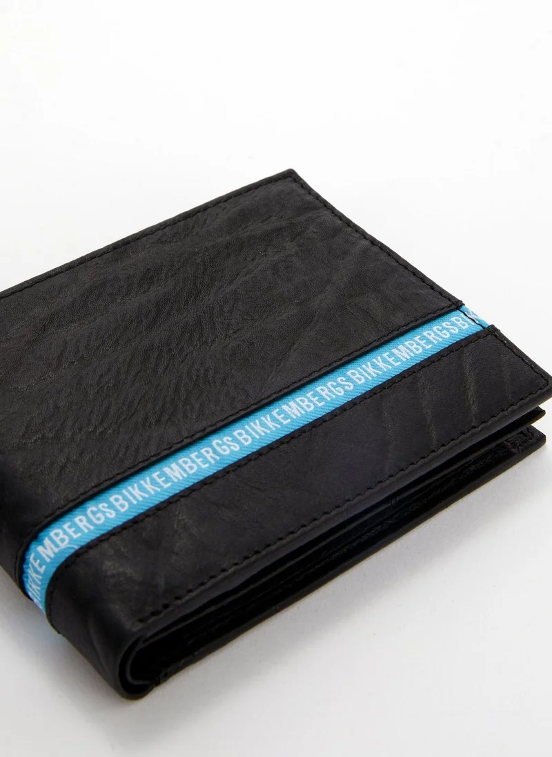 BIKKEMBERGS  Brix 30 Black Contrast Lining Leather Wallet (Billfold 7 C/C with Coin Pocket) for Men | Best Price UAE