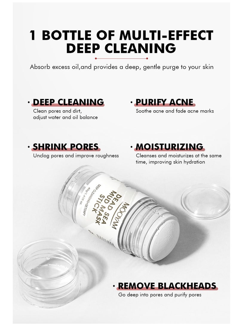 MOOYAM - Dead Sea Mud Mask for Face, Pore Reducer for Acne, Blackheads, Dead Sea Mask Stick for Deep Pore Cleansing, Moisturizing, Oil Controlling 40g - Image 1