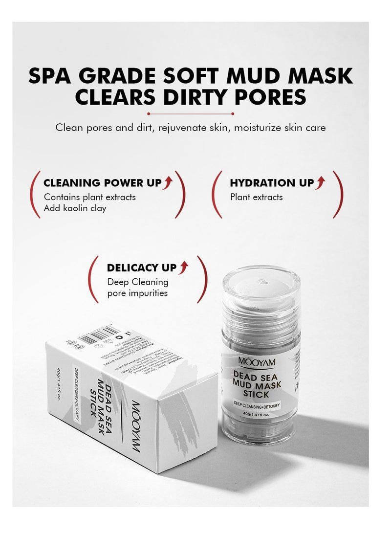 MOOYAM - Dead Sea Mud Mask for Face, Pore Reducer for Acne, Blackheads, Dead Sea Mask Stick for Deep Pore Cleansing, Moisturizing, Oil Controlling 40g - Image 1