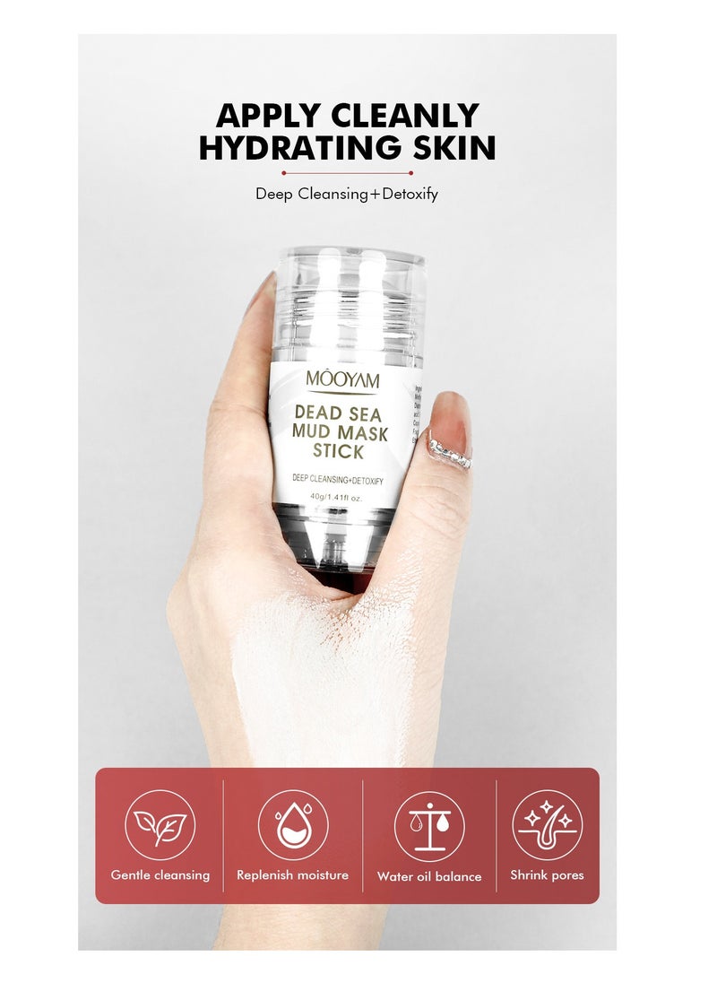 MOOYAM - Dead Sea Mud Mask for Face, Pore Reducer for Acne, Blackheads, Dead Sea Mask Stick for Deep Pore Cleansing, Moisturizing, Oil Controlling 40g - Image 1