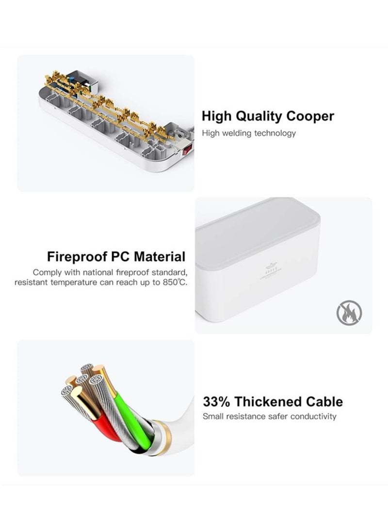 Brave - 3 in 1 USB C Power Extension Cord with 15W Wireless Charger and Cable Management Box 5 Universal Outlets 20W USB-C PP 2 USB-A QC3.0 18W 2M Cable Power Strip Elegant Organizer Box (3 in 1) - Image 1