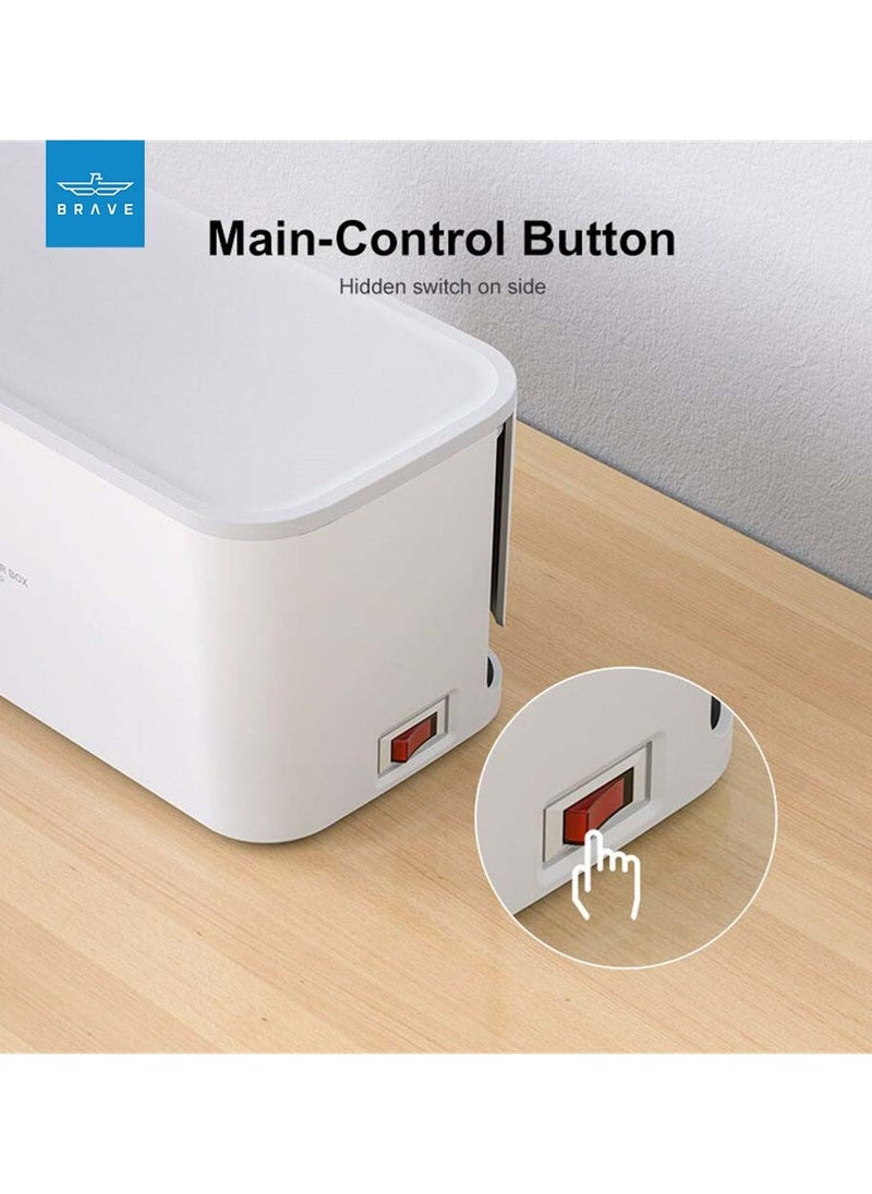 Brave - 3 in 1 USB C Power Extension Cord with 15W Wireless Charger and Cable Management Box 5 Universal Outlets 20W USB-C PP 2 USB-A QC3.0 18W 2M Cable Power Strip Elegant Organizer Box (3 in 1) - Image 1