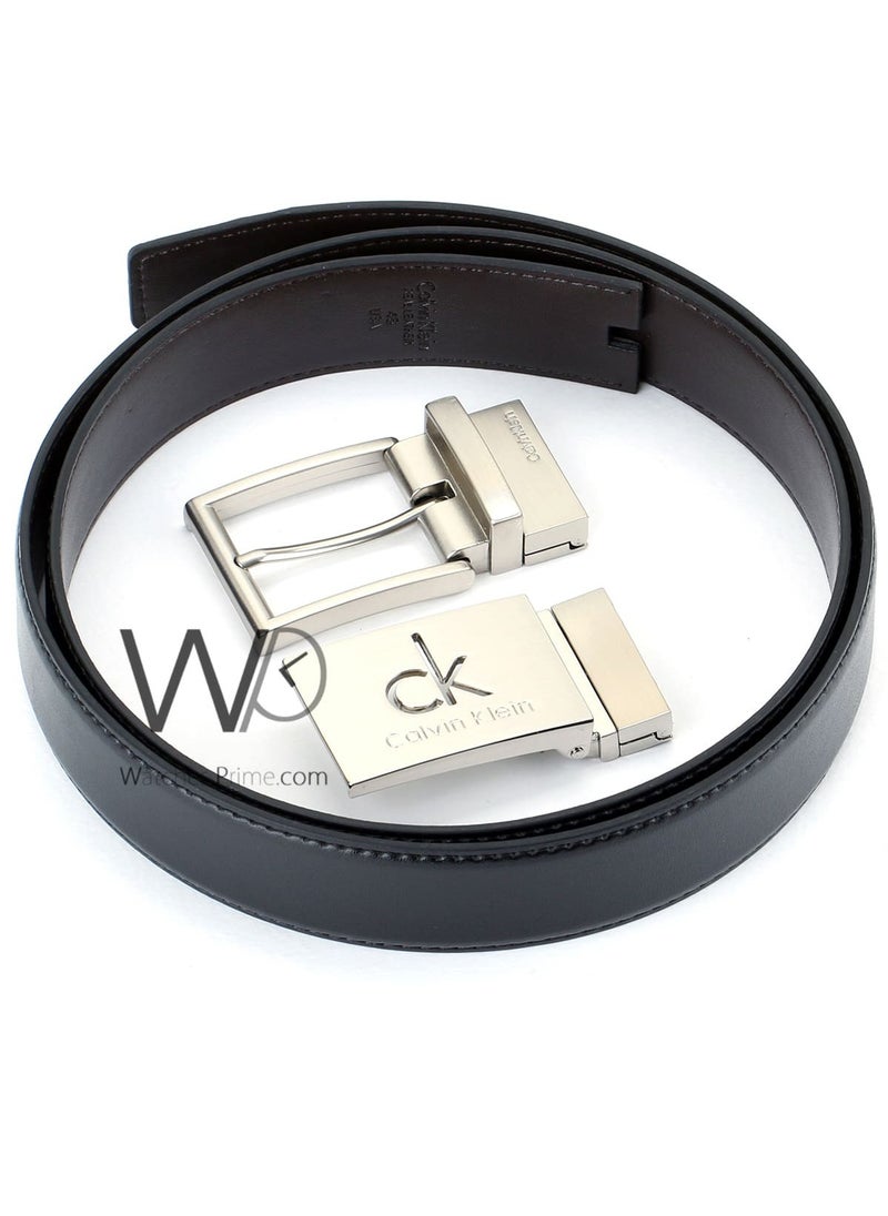 CALVIN KLEIN JEANS PLUS - Calvin Klein For Men Black And Brown 2 Buckles Double Face Belt Leather Ck Gift Box - Image 1