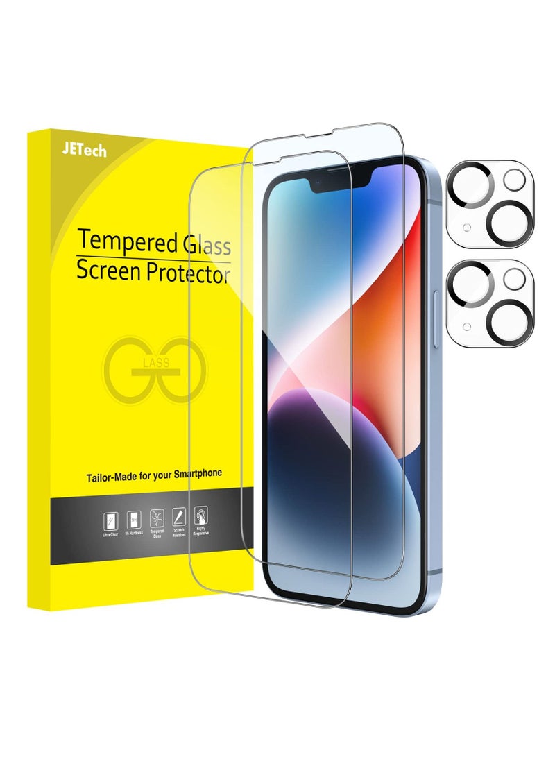 جي تيك واقي شاشة آيفون 14 6.1 بوصة مع واقي عدسة الكاميرا من الزجاج المقوى عالي الدقة شفاف - Image 1