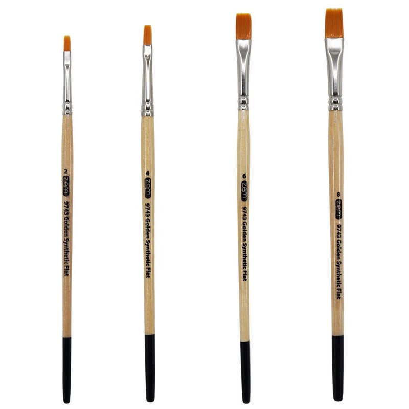ZEM Brush Golden Synthetic Shader Brushes Set Sizes 2468