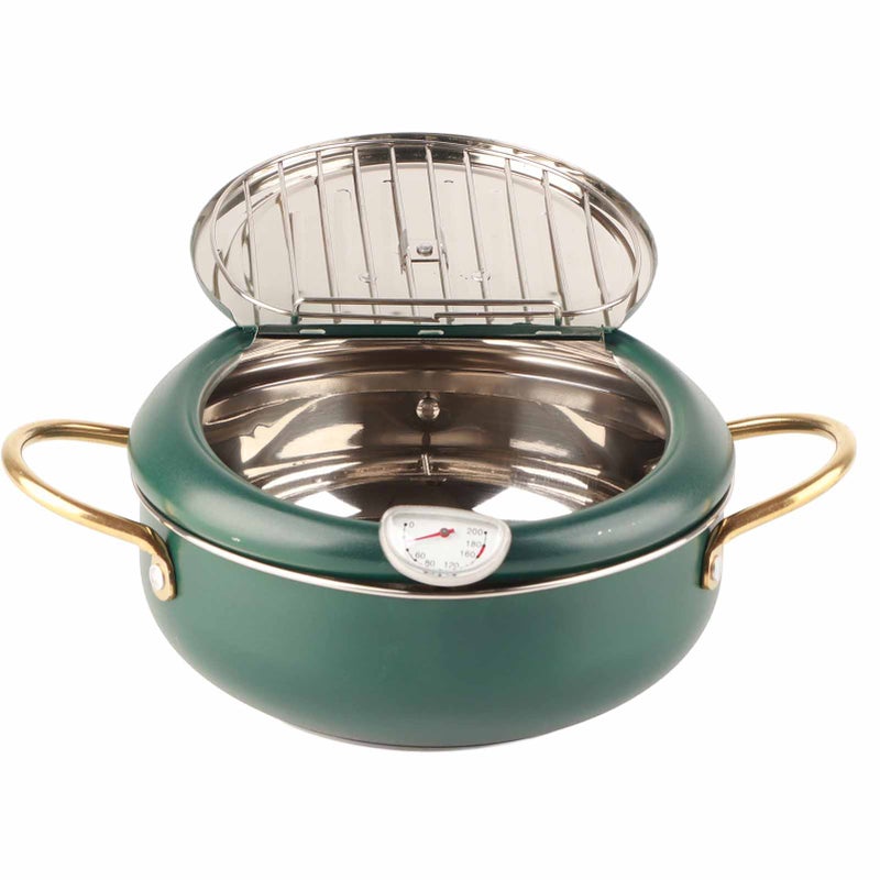 أồiق قلي بمقياس حرارة من الفولاذ المقاوم للصدأ الياباني للفرن الحثي - لون أخضر عميق - Image 3