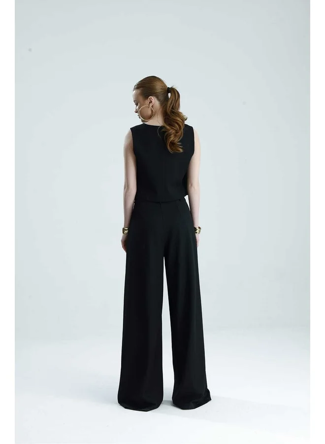 GACACOLLECTION HİLA Palazzo Premium Black Pants